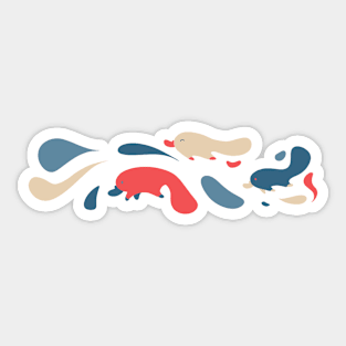 Soft Red White Blue Wave of Platypi Sticker